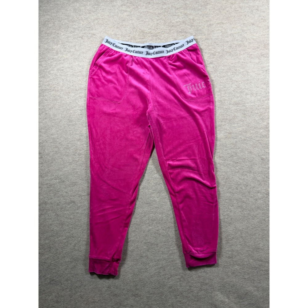 Juicy Couture Hot Pink Velour Logo Waistband Sleepwear Joggers Y2K Bimbocore